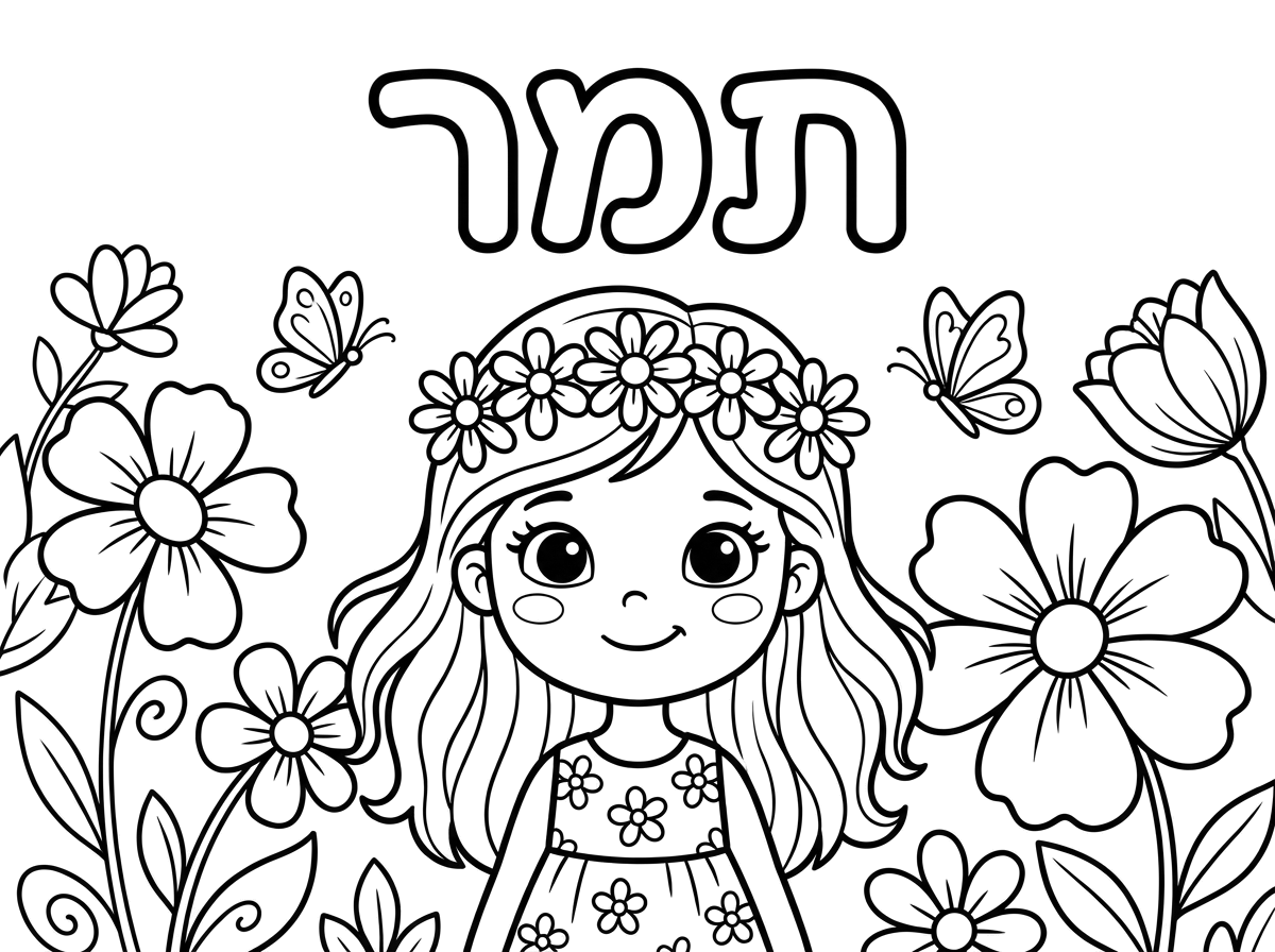 נערה יפה ומעל רשום תמר