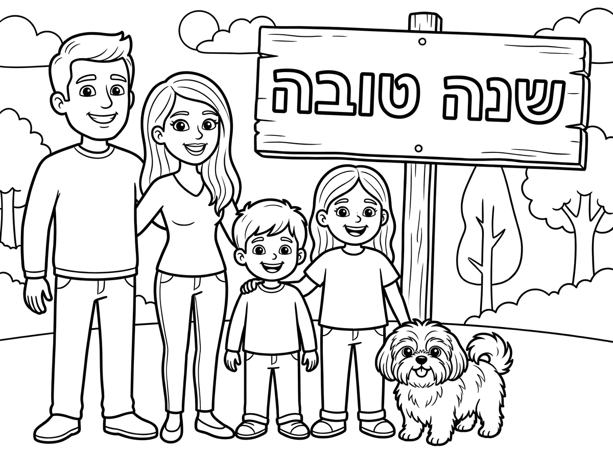 תצייר אותו דבר אבל שלאמא יהיה שיער ארוך יותר והבן יהיה בגובה אמצע בין שתי הבנות