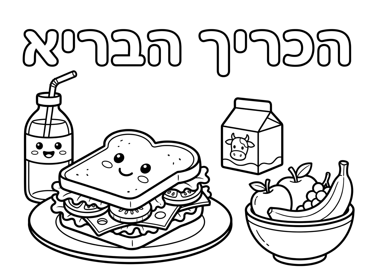 תוסיף כיתוב הכריך הבריא ובמקום כוס מים תשים בקבוק מים