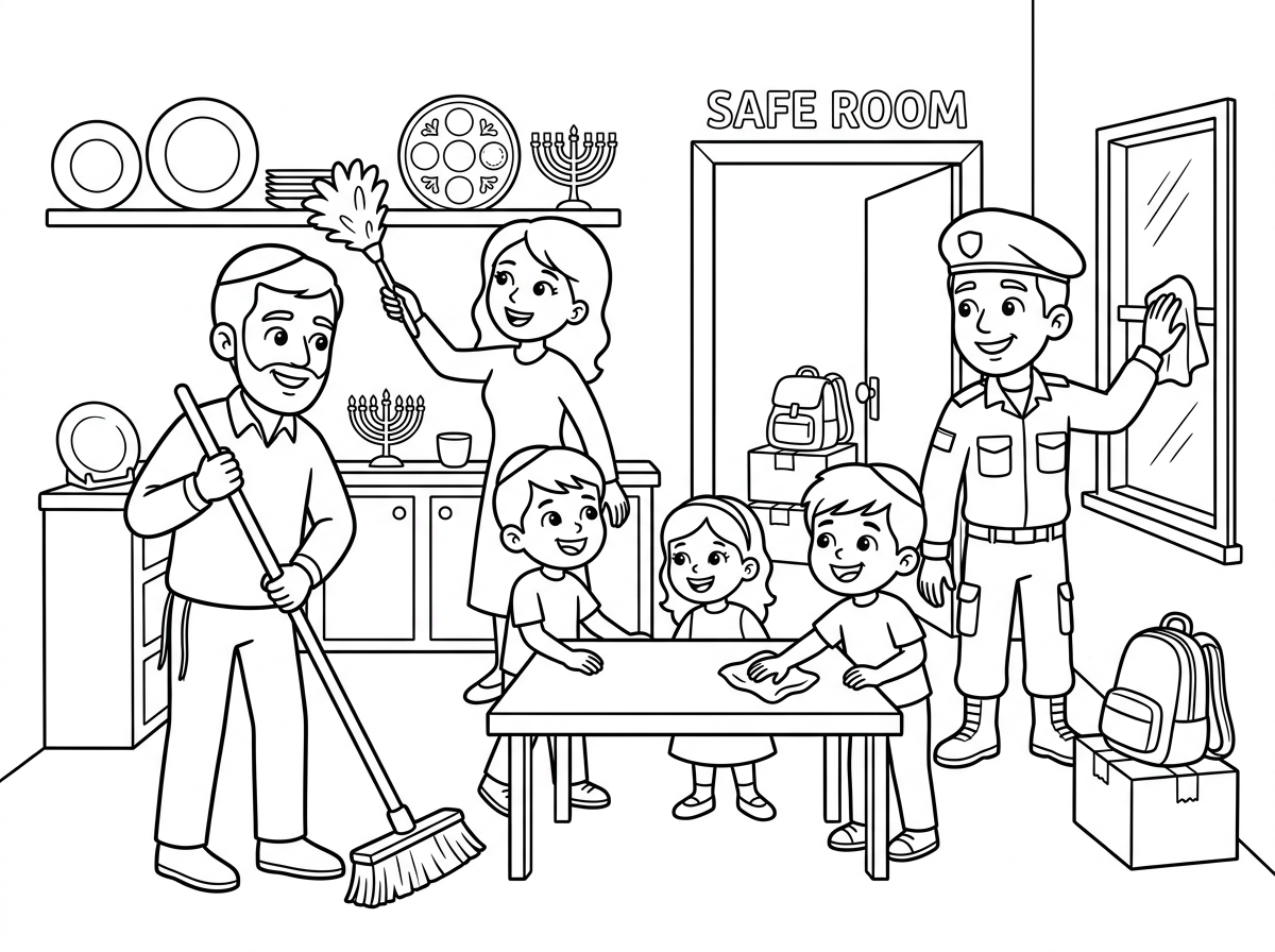 תכין לי דף צביעה נקיונות של פסח בזמן מלחמה